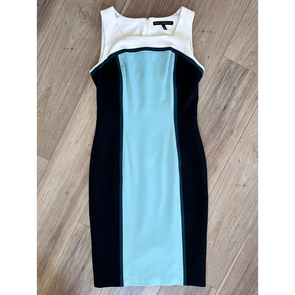 WHBM Colorblock Sheath Midi Dress 4 Sleeveless Timeless Retro 60's Mod Cocktail